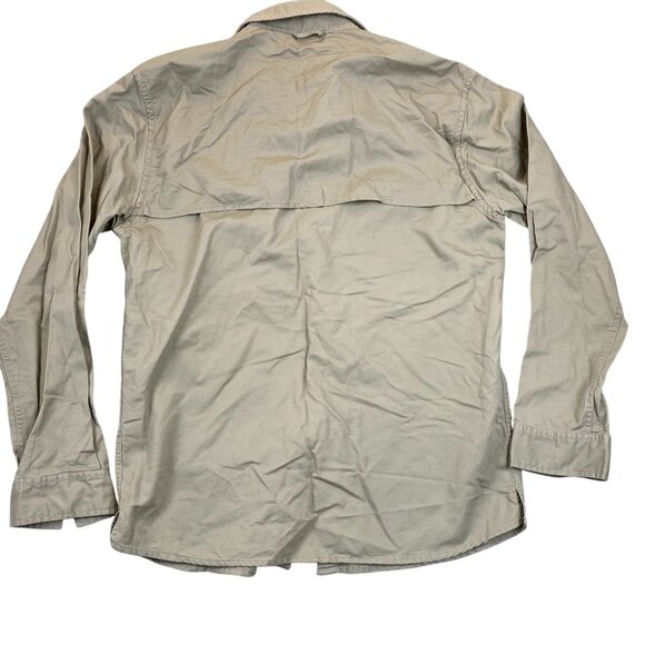 Vintage Eddie Bauer Mens Athletic Shirt Medium Outdoors Long Sleeve Utility Tan - Picture 2 of 10